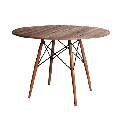 Mesa De Jantar Redondo Tampo De Madeira 90Cm Amêndoa Marrom