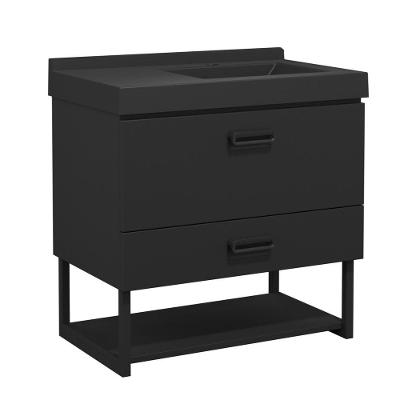 Gabinete para Banheiro Ucrânia Suspenso MDF 66CM Preto sem Gavetas Venturi