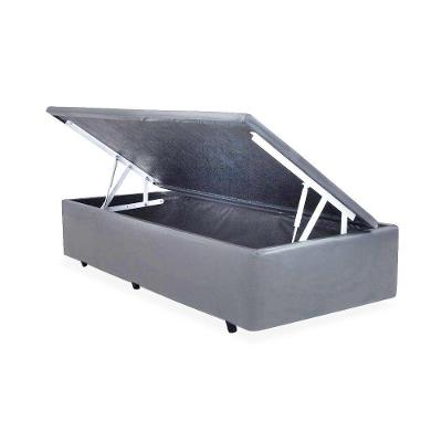Cama Box com Baú Solteiro Baú Sintético Estrutura em Madeira Cinza