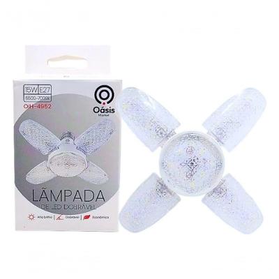 Lâmpada De Led Dobrável 4 Pétalas Super Branca 15w