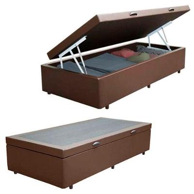 Cama Box Baú Solteiro Sintético Mega Cama Marrom 88x188x45cm