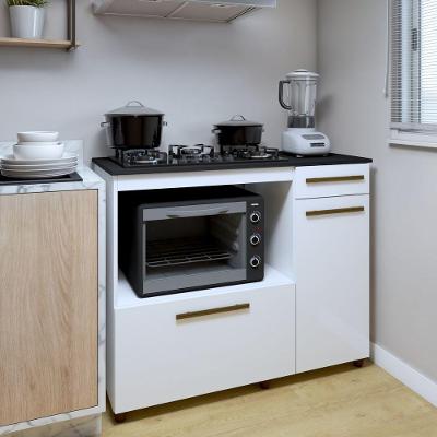 Balcão Para Cooktop 5 Bocas Com 2 Portas E 1 Gaveta Violeta Em Mdp Branco