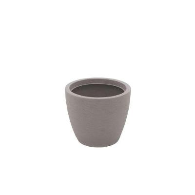 Vaso para Plantas Asteca Redondo 32CM em Polietileno Concreto com Prato