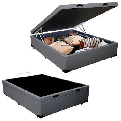 Cama Box Baú Casal Sintético Mega Cama Cinza