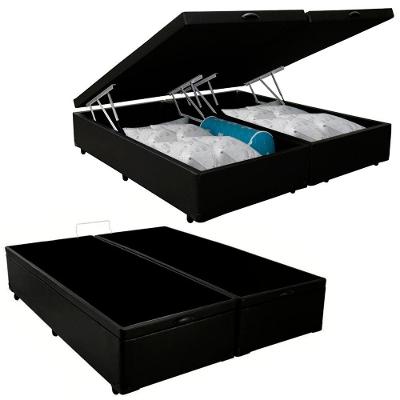 Box  Baú  Queen Bipartido Sintético Mega Cama-Preto