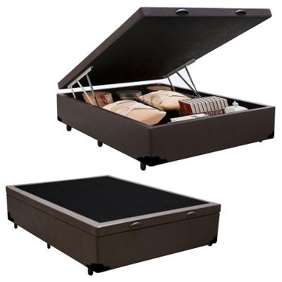 Cama Box Baú Casal Sintético Mega Cama Marrom