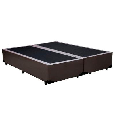 Box Casal Bipartido Sintético Mega Cama Marrom 138x188x42