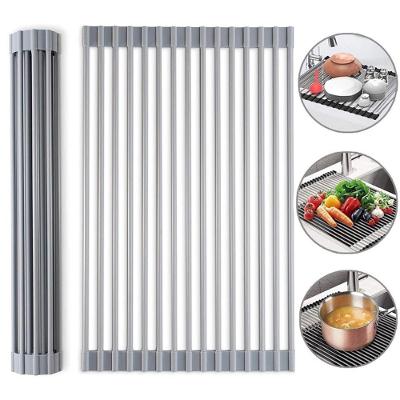 Escorredor De Pia Dobravel Portatil Aço Inox | Econômico De Espaço E Eficiente - Tamanho:47x30 G