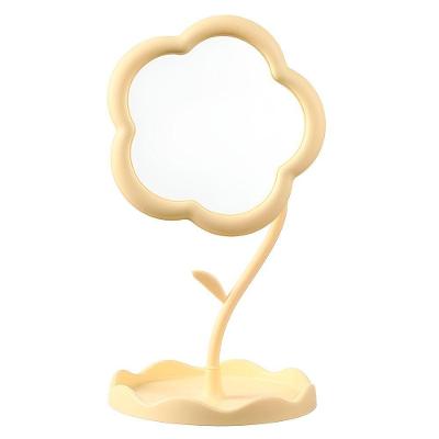 Espelho De Mesa Para Maquiagem Formato Flor Decorativo Pink