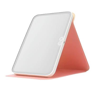 Espelho Led Portátil Com Capa Recarregável Touch Usb Rosa