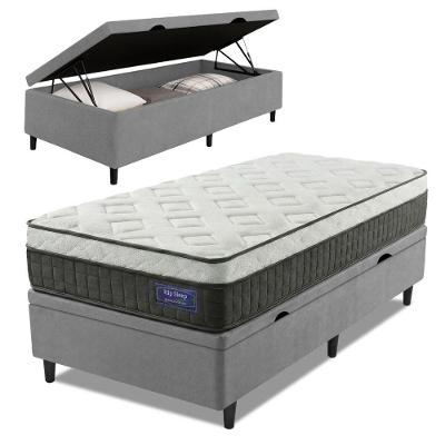 Cama Box Baú Colchão Solteiro Molas Ensacadas Euro In Atlantic 88x188x69cm Cinza