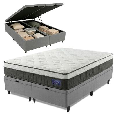 Cama Box Desmontável Colchão Queen Molas Ensacadas Euro In Atlantic 158x198x66cm Cinza