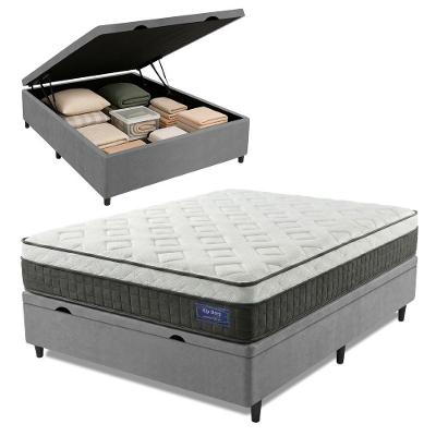 Cama Box Baú Colchão Casal Molas Ensacadas Euro In Atlantic 138x188x69cm Cinza