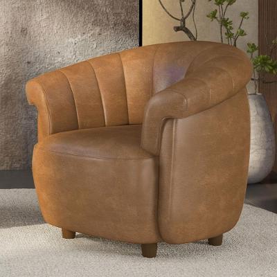 Poltrona Sala De Estar Pé Madeira Lykan Sintético Caramelo Z32 - Mpozenato