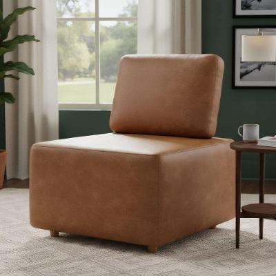 Poltrona Sala De Estar Decorativa Rovier Sintético Caramelo Z32 - Mpozenato