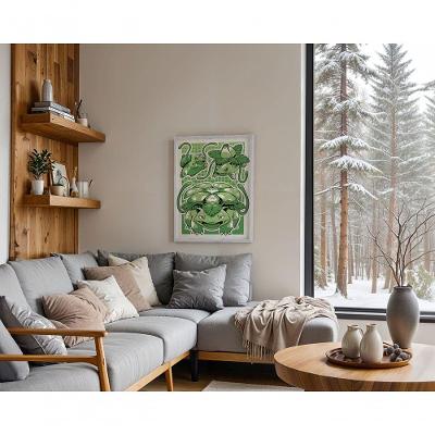 Quadro Decorativo Bulbassauro Retangular 30 X 40 Vinil com Ou sem Vidro Amadeirado