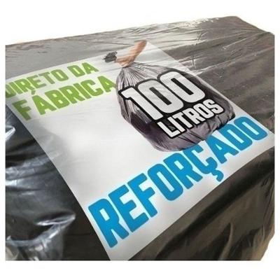Saco de Lixo Reforçado Preto 100L 75CM X 90CM Pacote com 500 Unidades Higipack
