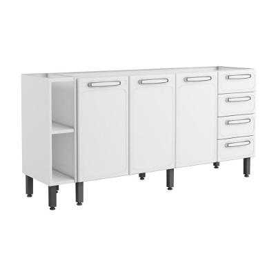 Gabinete de Cozinha Mais Evidence 3 Portas 4 Gavetas 100% Aço Branco 180CM