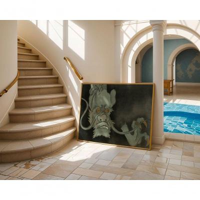 Quadro Decorativo a Canção do Dragão Celestial Retangular 60X90CM Preto