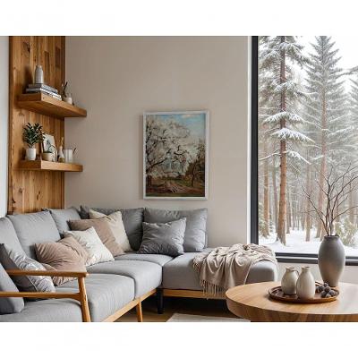 Quadro Decorativo a Árvore dos Sonhos Gelados Retangular 70 X 50 Preto