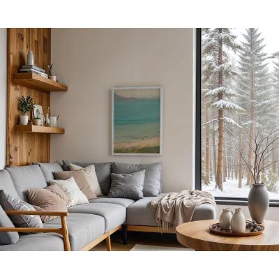 Quadro Decorativo Areia e Horizonte Retangular 70 X 50 Amadeirado