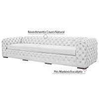 Sofá 4 Lugares Astúria 280cm Couro Natural Branco Fosco - 2