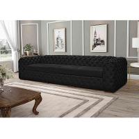 Sofá 4 Lugares Astúria 260cm Couro Natural Preto Fosco - 1