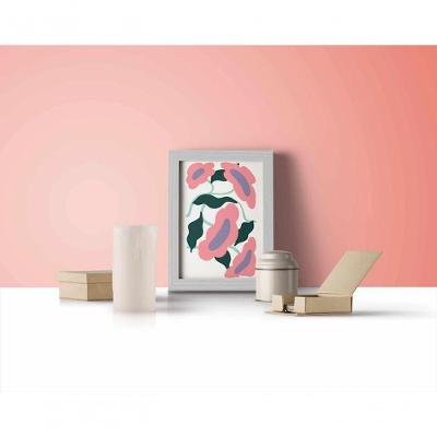 Quadro Decorativo Abstraflora Retangular 20 X 30 para Decoração de Ambiente Branco