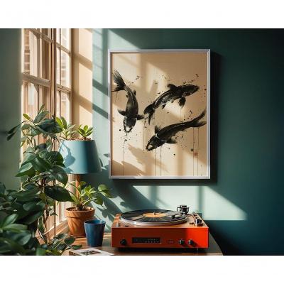 Quadro Decorativo a Dança dos Betas Retangular 50 X 70 Preto