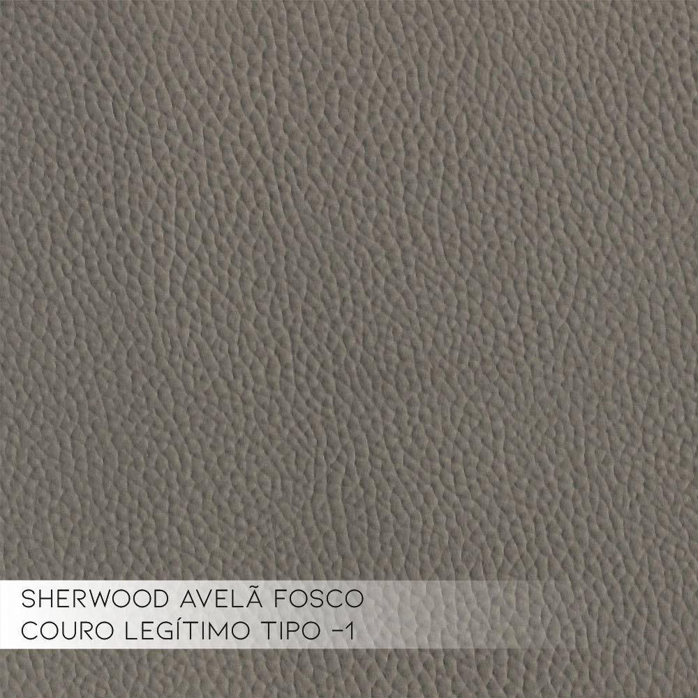 Sofá 3 Lugares Pés Madeira Kenny 210cm Couro Avelã - 4