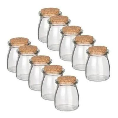 Kit 10 Potes para Tempero Pote Vidro com Tampa Rolha Cortiça 110ML Amadeirado Aquilae