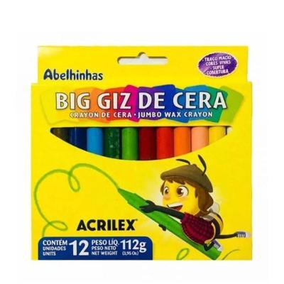Giz de Cera Acrilex Big 12 Cores 112G com Cobertura Eficaz e Fácil de Manusear