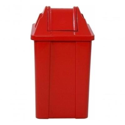 Kit 3 Lixeira Plástica Cesto Quadrado com Tampa Vai e Vem 60L em Plástico Preto