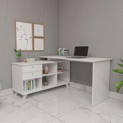 Escrivaninha Gold 2 Gavetas 2 Prateleiras Branco Artany