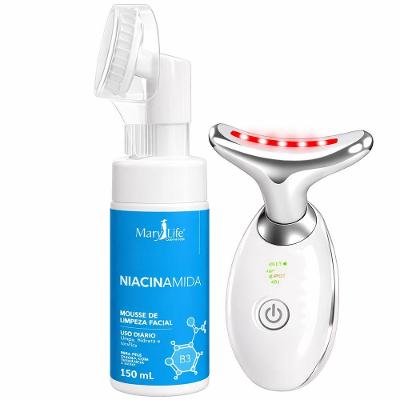 Kit Spa Facial Mousse Limpeza Niacinamida + Massageador Facial