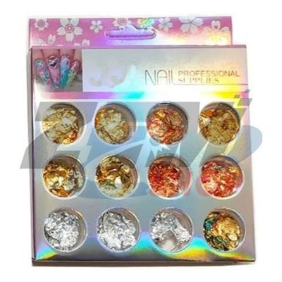 Glitter para Encapsulamento de Unhas 12 Unidades Efeito Ouro e Prata em Alumínio OEM