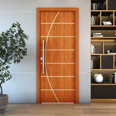 Porta Frisada R20c de Abrir em Madeira 210x70CM para Quarto e Sala Pintado Mogno