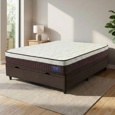 Cama Box Baú Colchão Casal Molas Superlastic Euro Pillow Start 138x188x65cm Apolo Bege / Marrom