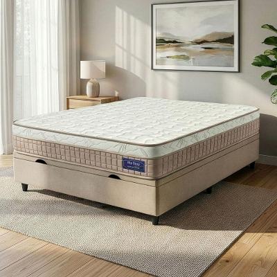 Cama Box Baú Colchão Casal Molas Superlastic Euro Pillow Start 138x188x65cm Apolo Bege