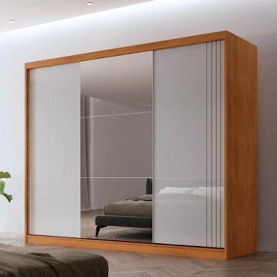 Guarda Roupa Casal Connor 3 Portas E 2 Gavetas Com Espelho Naturalle/off White