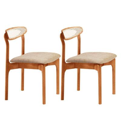 Conjunto 2 Cadeira De Jantar Noronha Premium Moderna Mobília Milano / Imbuia Nat.