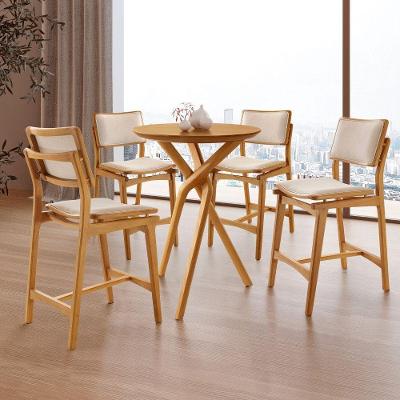 Conjunto Mesa Bistrô Ballare Tampo Redondo E 4 Banquetas Eva Linho Off/imbuia Nat/cinam. Imbuia