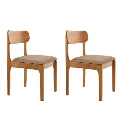 Conjunto Com 2 Cadeiras De Jantar Star Moderna Mobília Linho Palha / Imbuia Nat