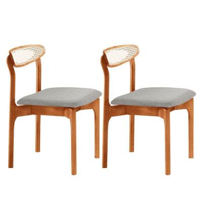 Conjunto 2 Cadeira De Jantar Noronha Premium Moderna Mobília Quartzo/imbuia Natural