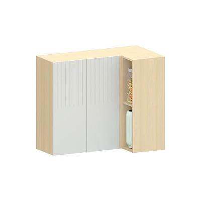 Armário Aéreo 100% Mdf Canto Reto 2 Portas Nicho 95cm Aura Carvalho/cinza Cristal