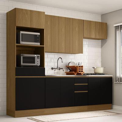 Cozinha Completa 5 Peças Espaços Para Micro-ondas E Tampo Freijó/freijó Brasil/preto