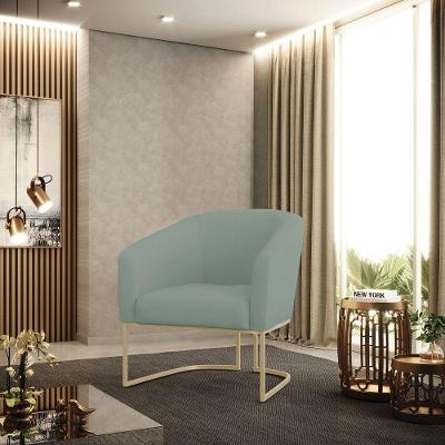 Poltrona Sala Decorativa Stella Base Industrial Veludo Cotelê Verde D'Rossi