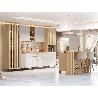 Cozinha Completa 100% Mdf 8 Peças Aura Luciane Móveis Carvalho-cinza Cristal