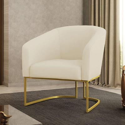 Poltrona Sala Decorativa Stella Veludo Cotelê Bege Dourado D'Rossi