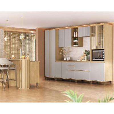 Cozinha Completa 100% Mdf 6 Peças Com Espaço Para Micro-onda Carvalho/cinza Cristal